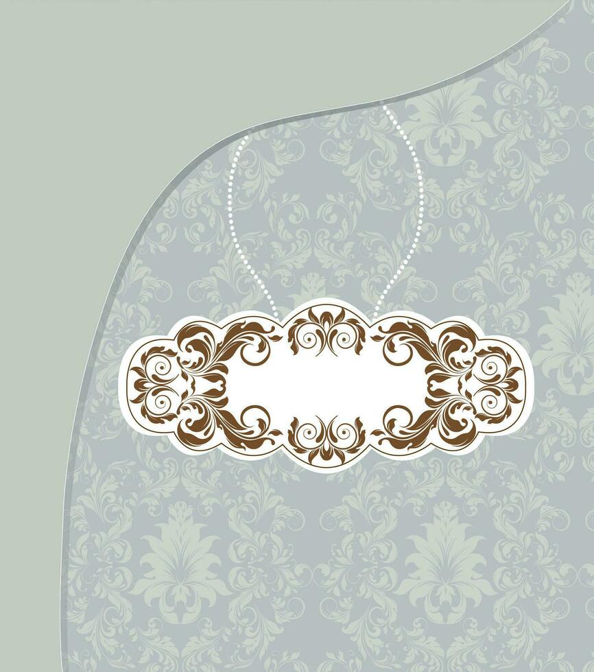 Vintage invitation card with ornate elegant retro abstract floral design vector