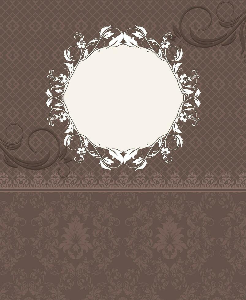 Vintage invitation card with ornate elegant retro abstract floral design vector