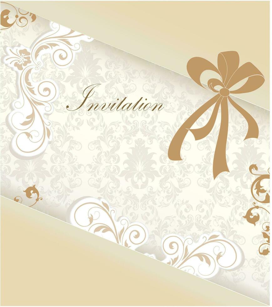 Vintage invitation card with ornate elegant retro abstract floral design vector