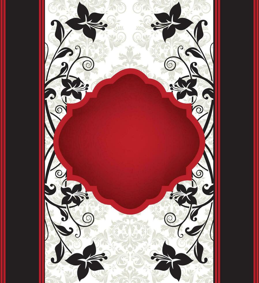 Vintage invitation card with ornate elegant retro abstract floral design vector