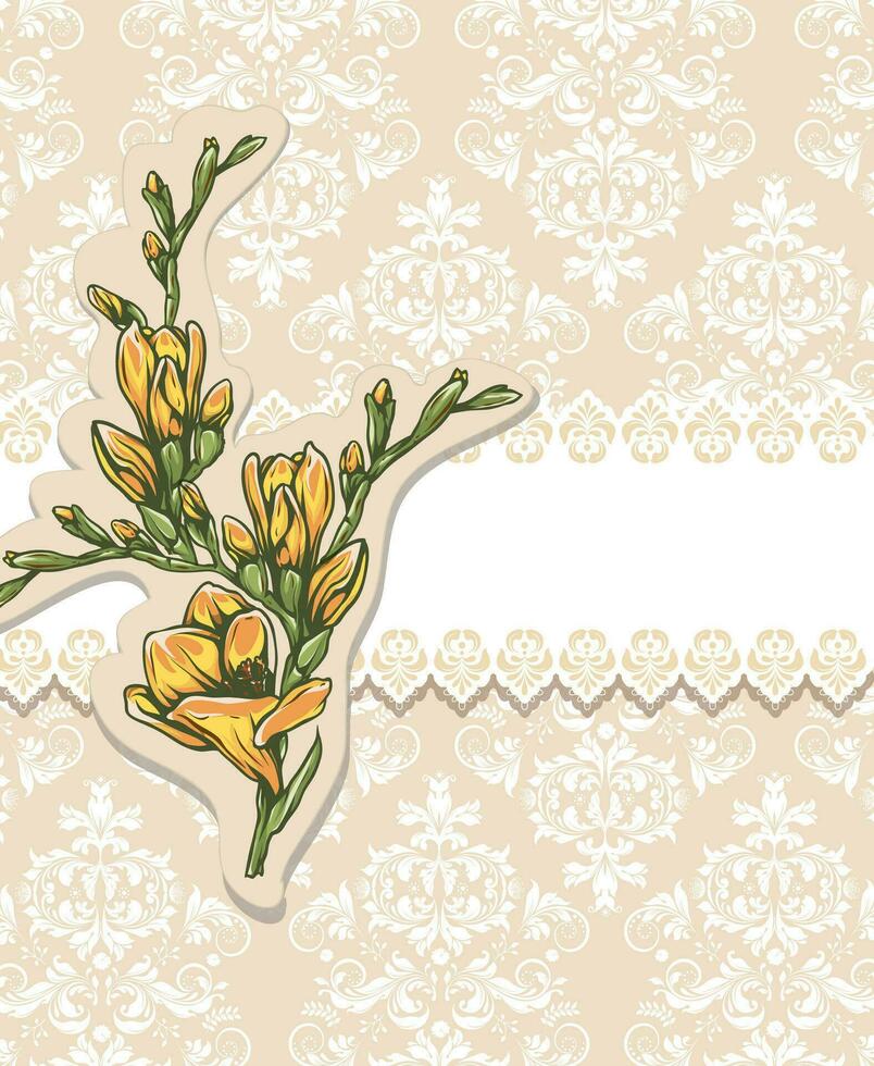 tarjeta de invitación vintage con diseño floral abstracto retro elegante adornado vector