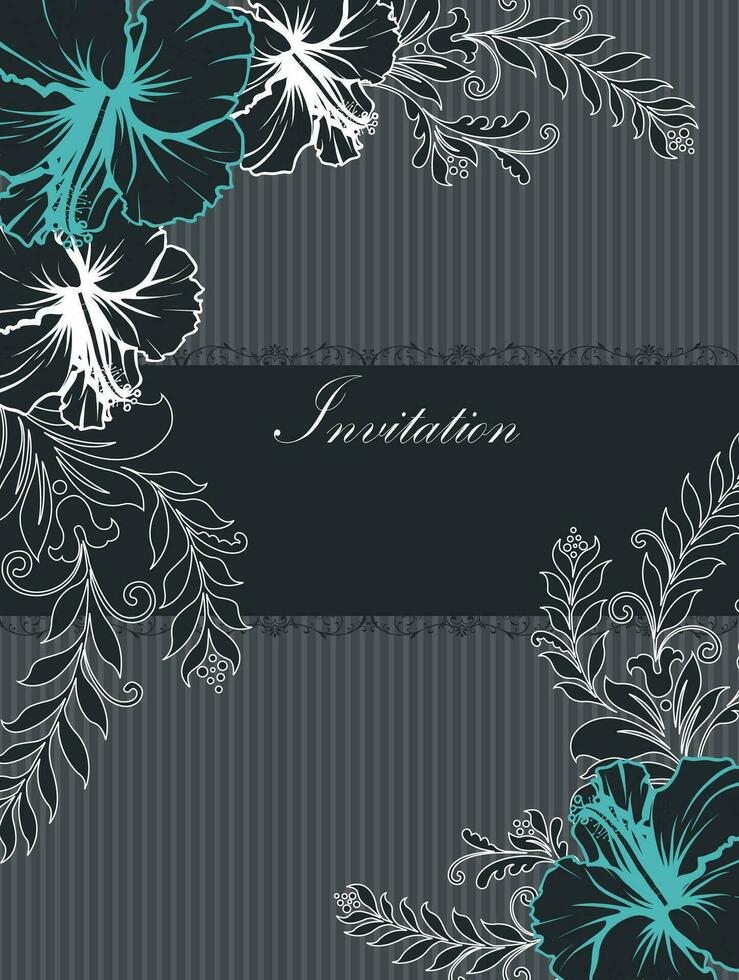 Vintage invitation card with ornate elegant retro abstract floral design vector