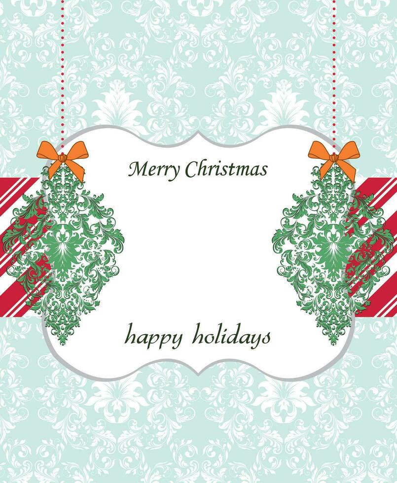 Clásico Navidad tarjeta con florido elegante retro resumen floral diseño vector
