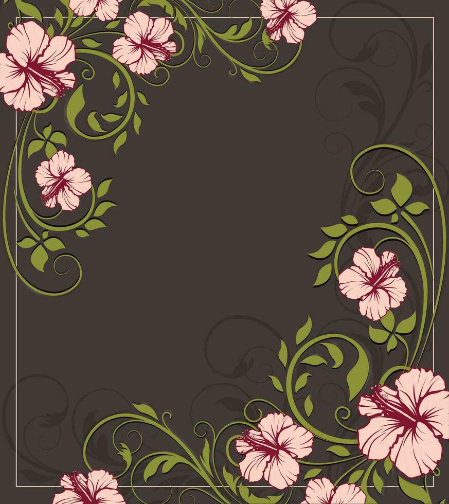 Vintage invitation card with ornate elegant retro abstract floral design vector