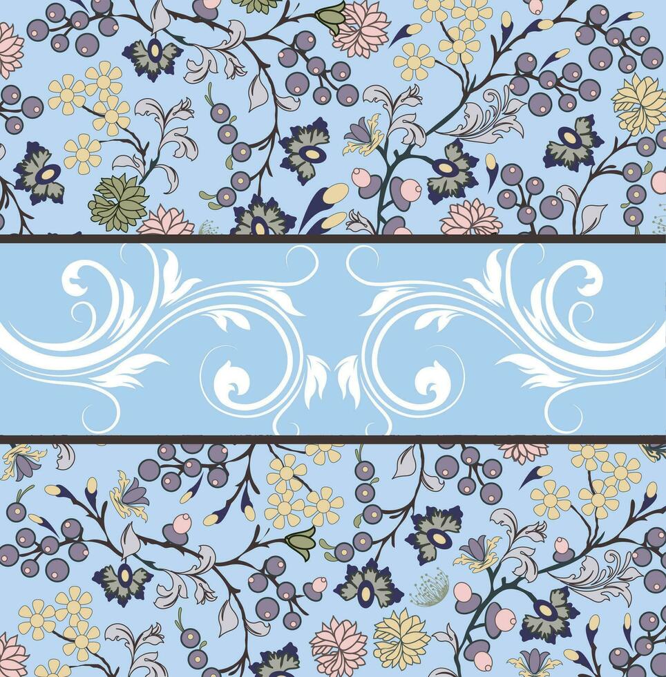 Vintage invitation card with ornate elegant retro abstract floral design vector