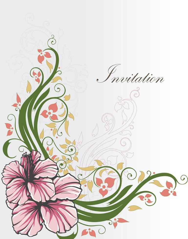 Vintage invitation card with ornate elegant retro abstract floral design vector