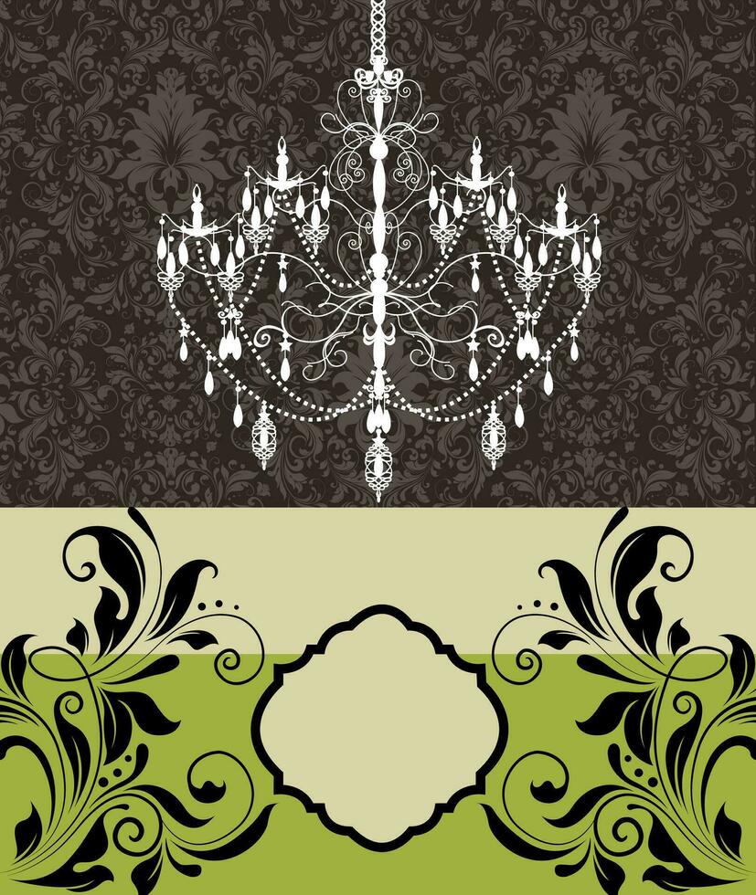Vintage invitation card with ornate elegant retro abstract floral design vector