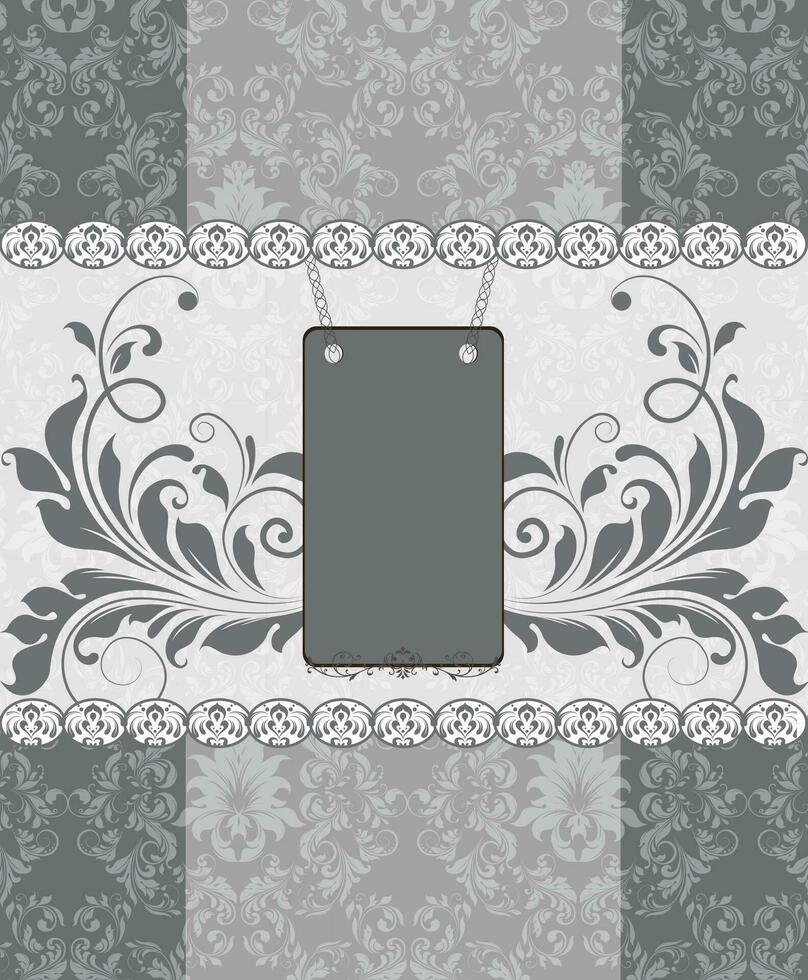 Vintage invitation card with ornate elegant retro abstract floral design vector