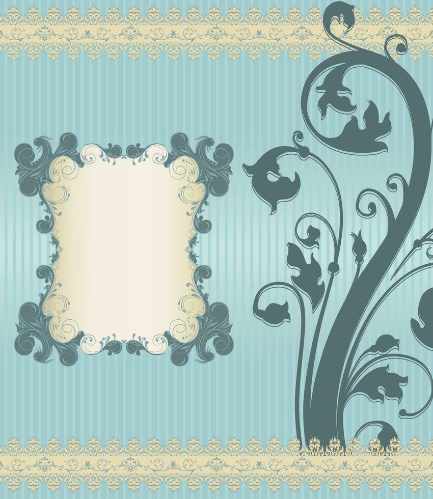 tarjeta de invitación vintage con diseño floral abstracto retro elegante adornado vector