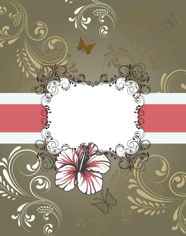 Vintage invitation card with ornate elegant retro abstract floral design vector