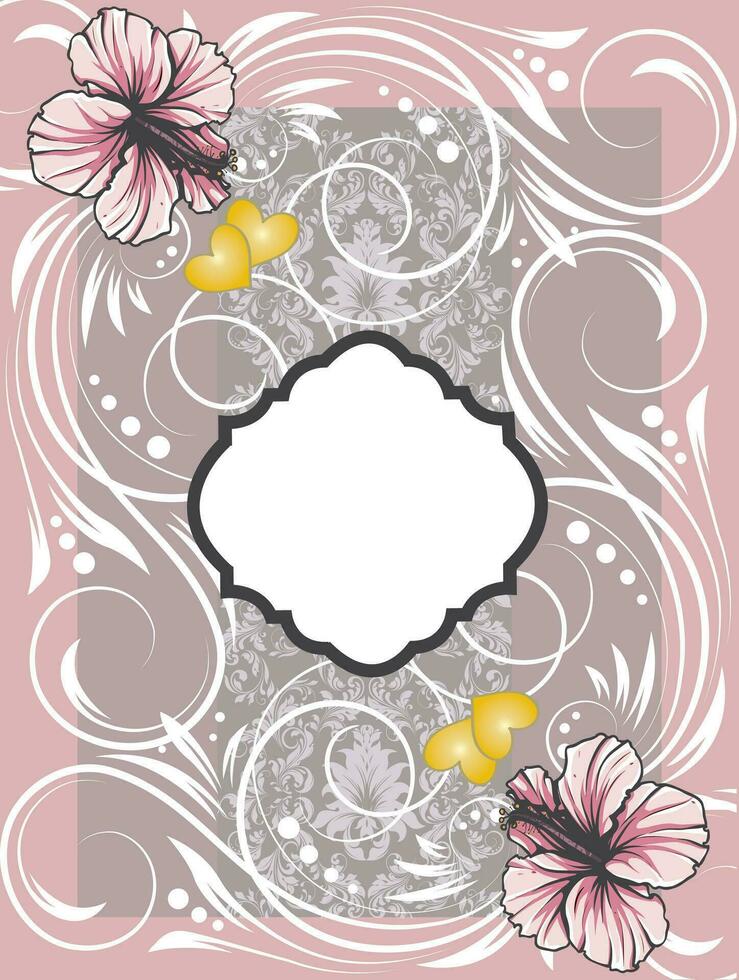 Vintage invitation card with ornate elegant retro abstract floral design vector