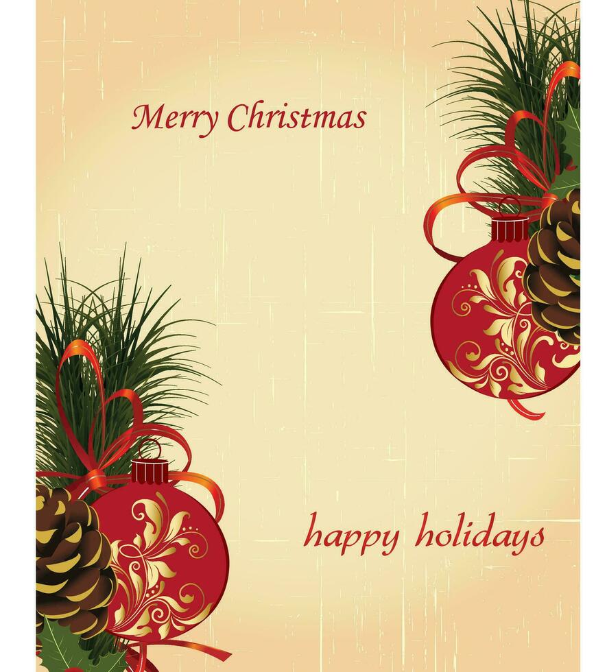 Vintage Christmas card with ornate elegant retro abstract floral design vector