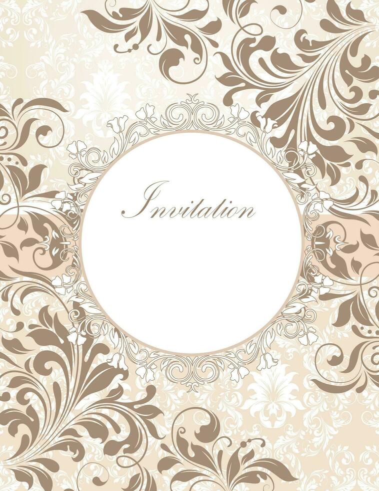 tarjeta de invitación vintage con diseño floral abstracto retro elegante adornado vector