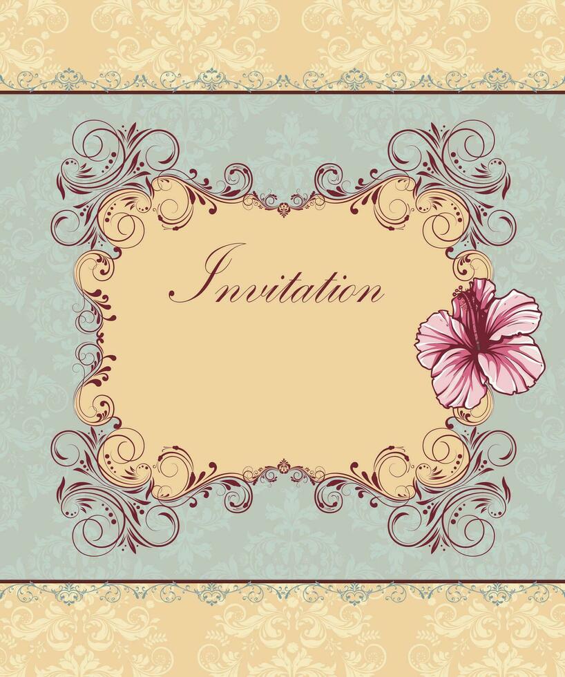 tarjeta de invitación vintage con diseño floral abstracto retro elegante adornado vector