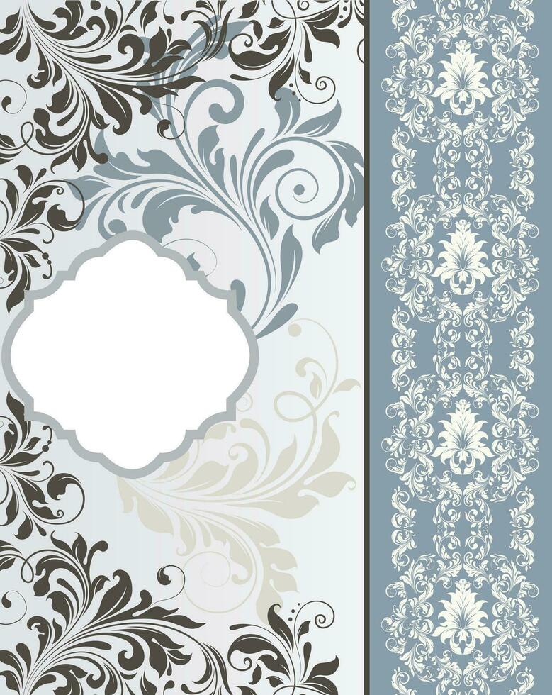 Vintage invitation card with ornate elegant retro abstract floral design vector