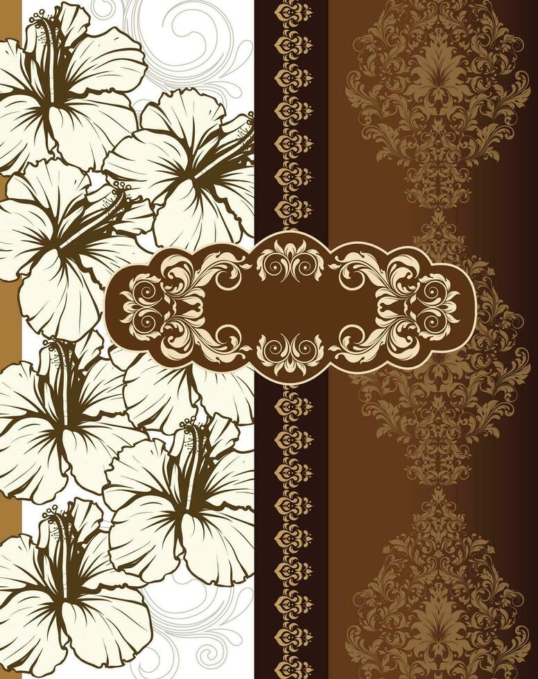 Vintage invitation card with ornate elegant retro abstract floral design vector