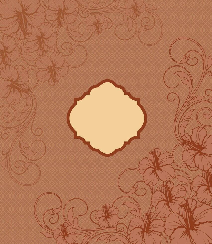 Vintage invitation card with ornate elegant retro abstract floral design vector