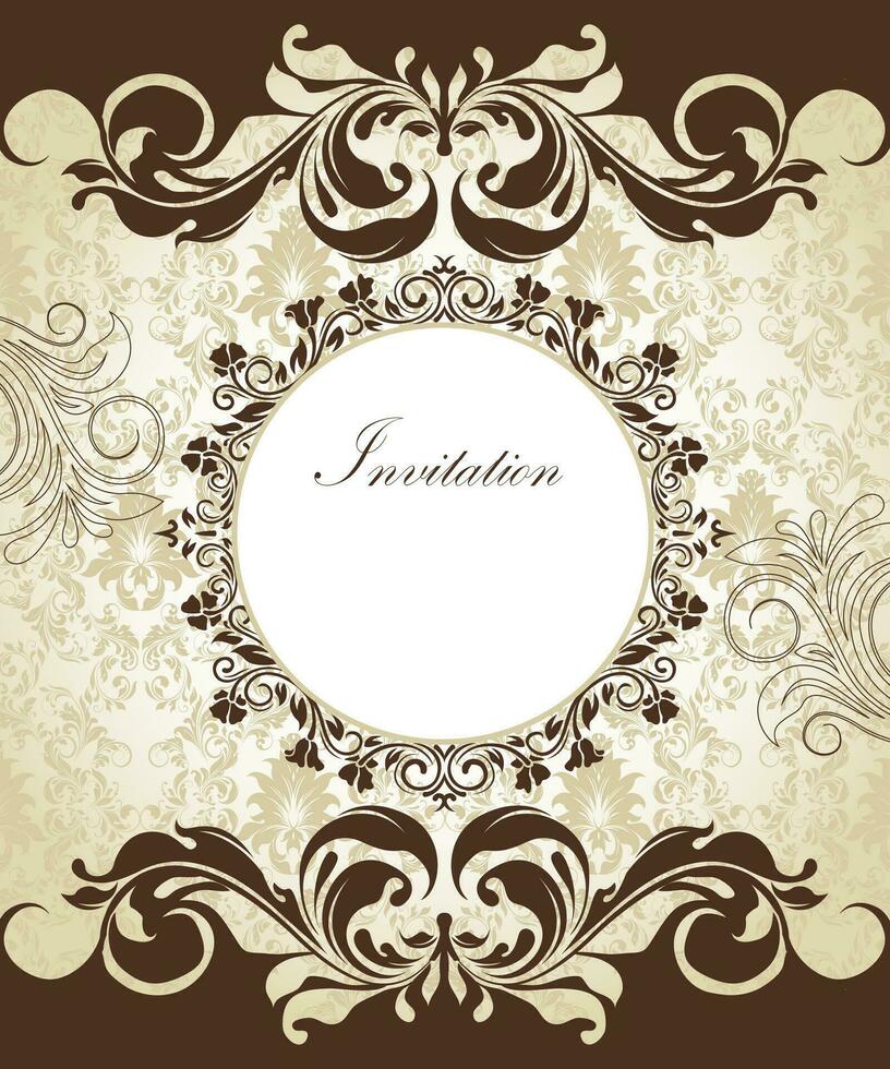 tarjeta de invitación vintage con diseño floral abstracto retro elegante adornado vector