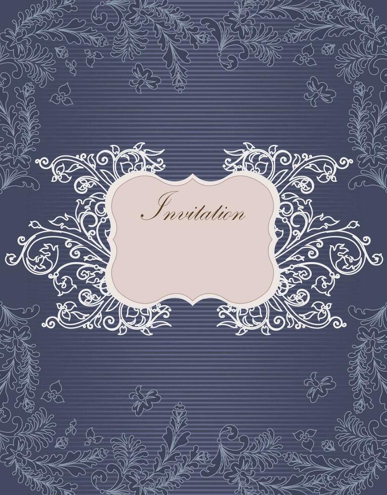 Vintage invitation card with ornate elegant retro abstract floral design vector