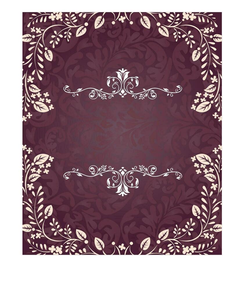 Vintage invitation card with ornate elegant retro abstract floral design vector