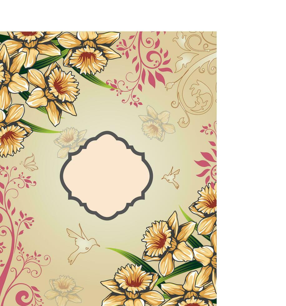 Vintage invitation card with ornate elegant retro abstract floral design vector