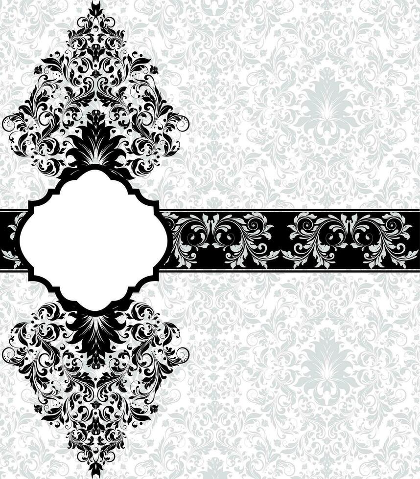 Vintage invitation card with ornate elegant retro abstract floral design vector