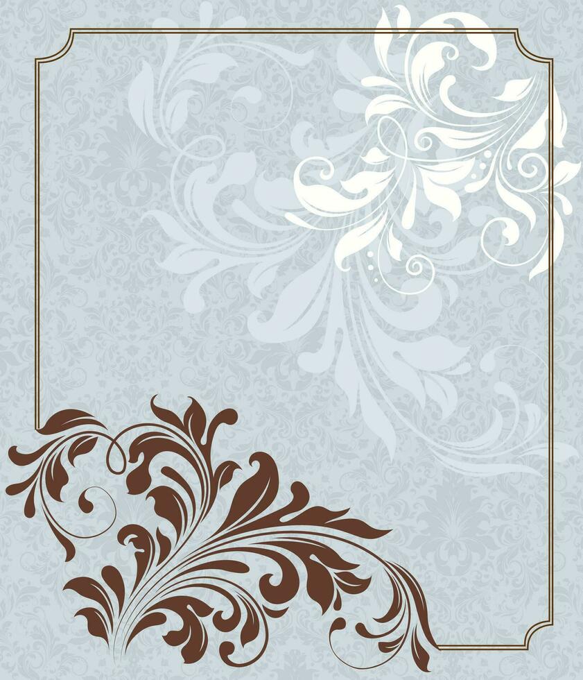 Vintage invitation card with ornate elegant retro abstract floral design vector