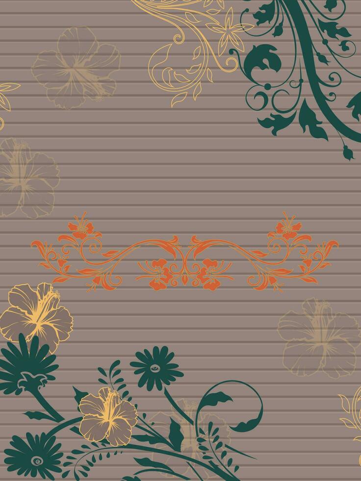 Vintage invitation card with ornate elegant retro abstract floral design vector