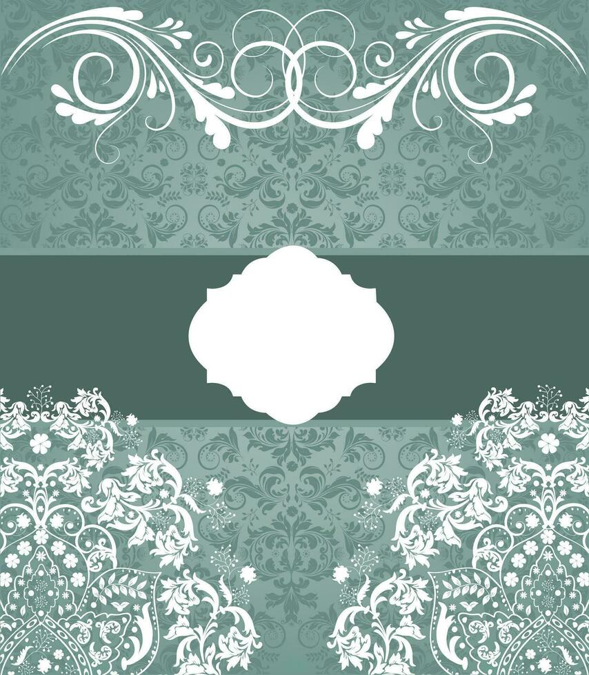 tarjeta de invitación vintage con diseño floral abstracto retro elegante adornado vector