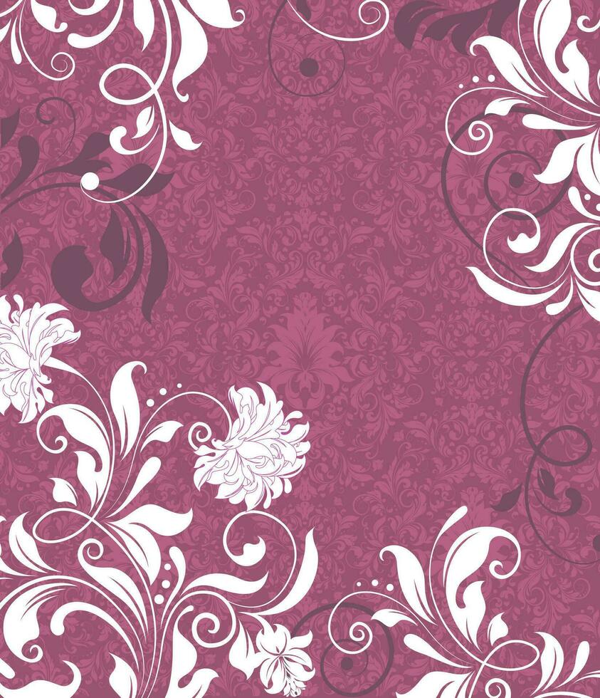 Vintage invitation card with ornate elegant retro abstract floral design vector