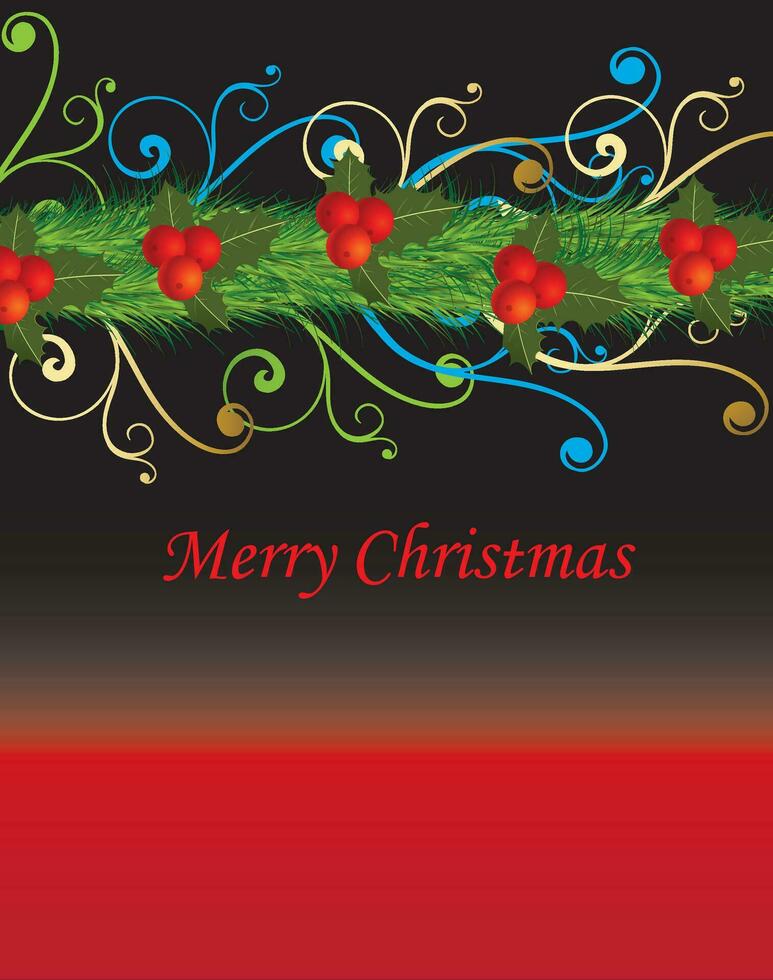 Vintage Christmas card with ornate elegant retro abstract floral design vector
