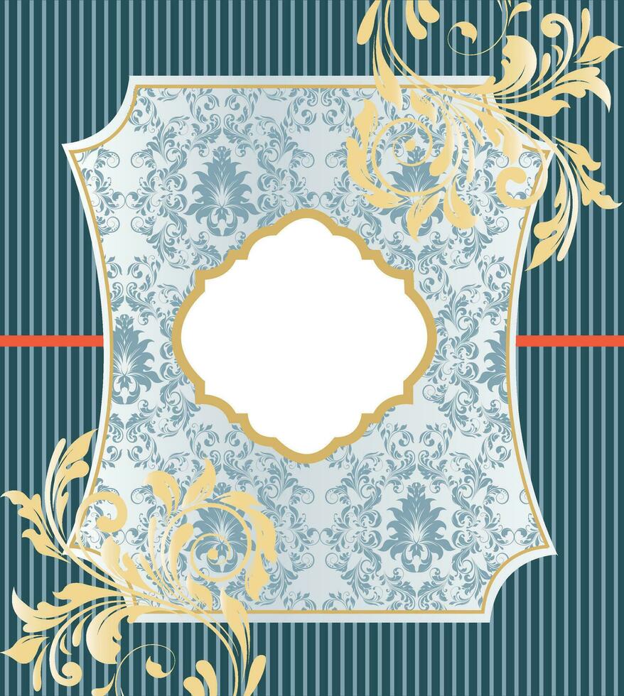 Vintage invitation card with ornate elegant retro abstract floral design vector