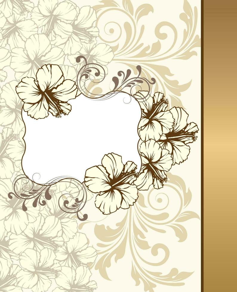 Vintage invitation card with ornate elegant retro abstract floral design vector