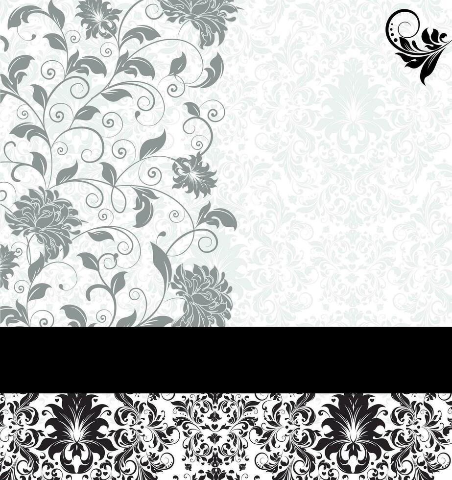 Vintage invitation card with ornate elegant retro abstract floral design vector