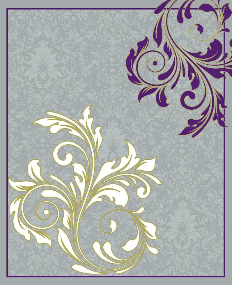 tarjeta de invitación vintage con diseño floral abstracto retro elegante adornado vector