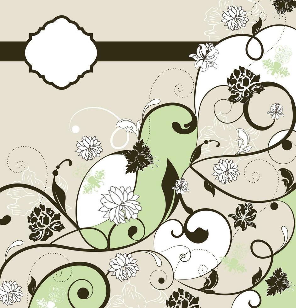 tarjeta de invitación vintage con diseño floral abstracto retro elegante adornado vector