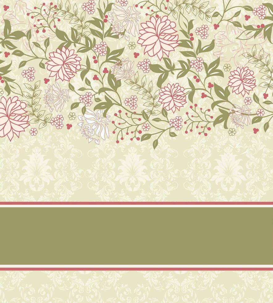 Vintage invitation card with ornate elegant retro abstract floral design vector