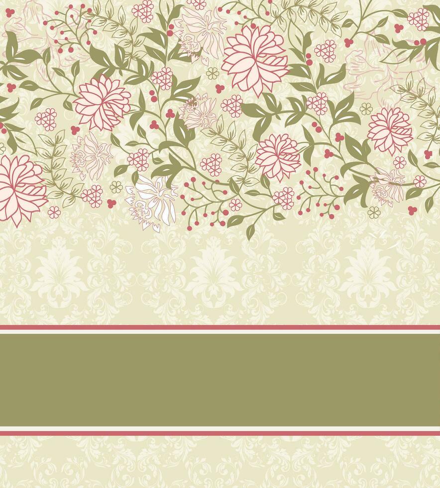 tarjeta de invitación vintage con diseño floral abstracto retro elegante adornado vector