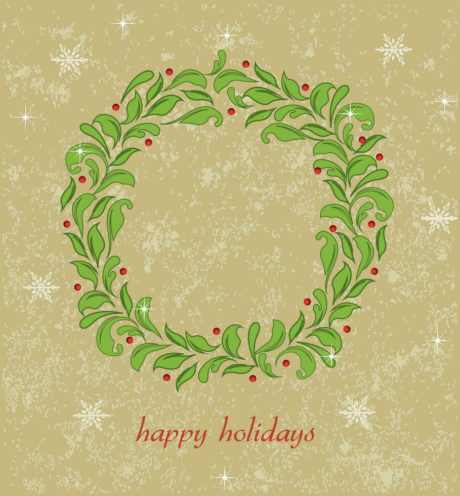 Vintage Christmas card with ornate elegant retro abstract floral design vector