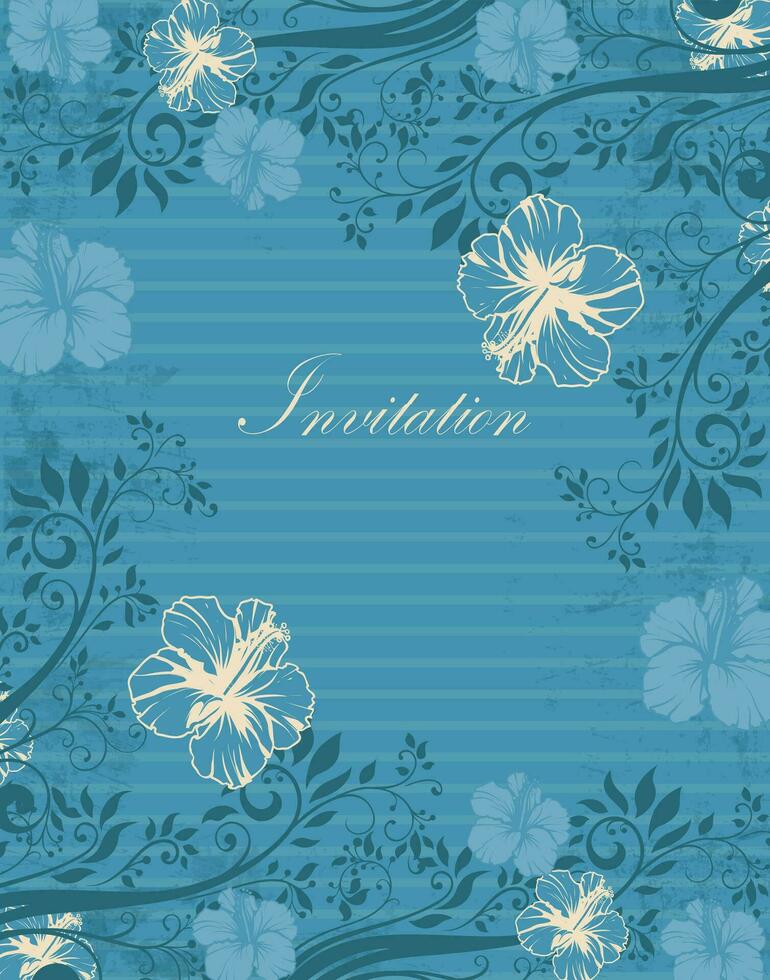 Vintage invitation card with ornate elegant retro abstract floral design vector