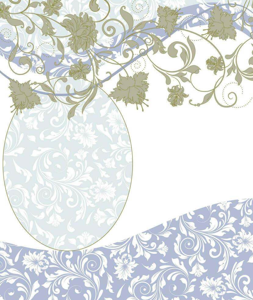 Vintage invitation card with ornate elegant retro abstract floral design vector