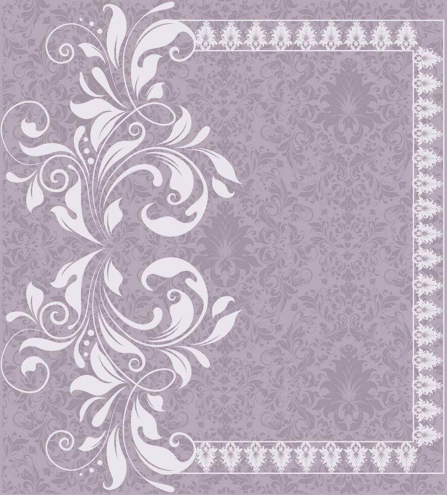 Vintage invitation card with ornate elegant retro abstract floral design vector