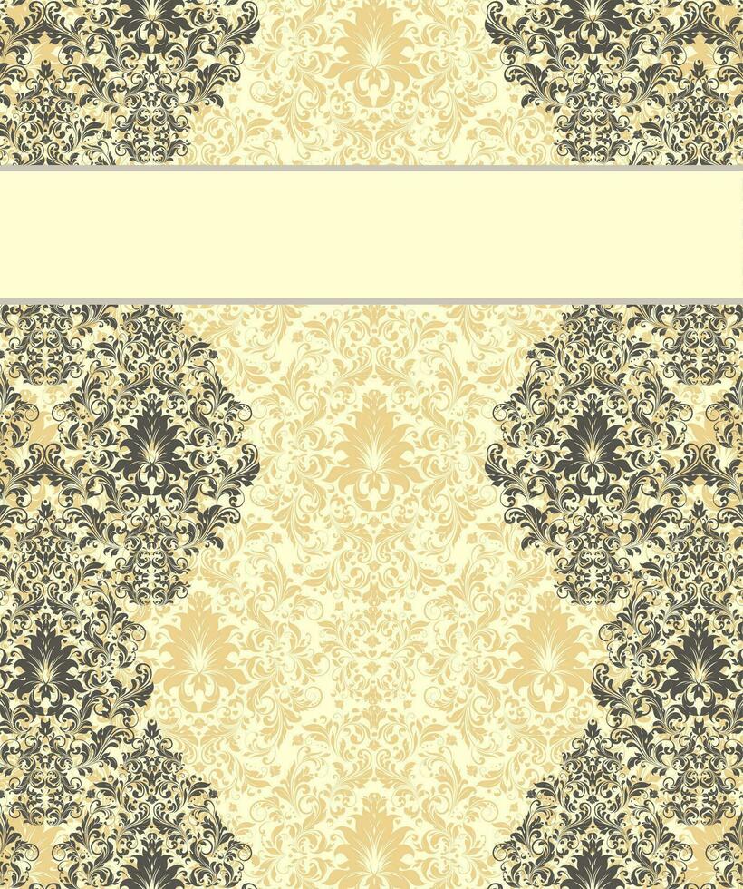Vintage invitation card with ornate elegant retro abstract floral design vector