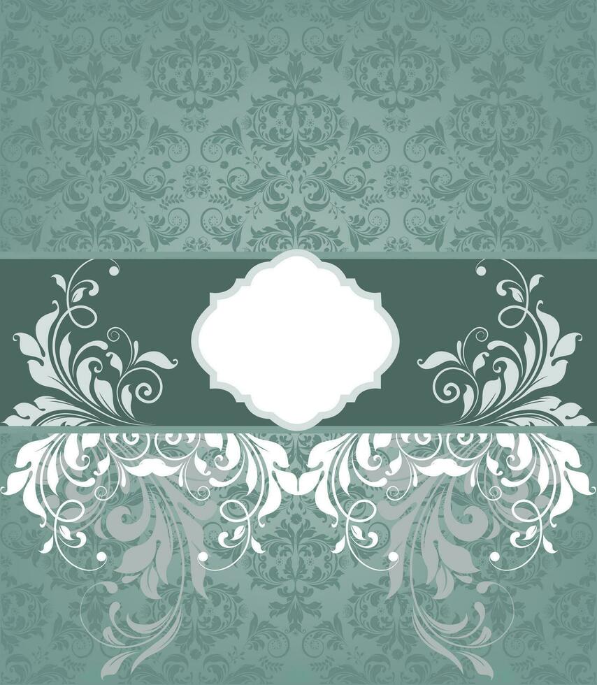 Vintage invitation card with ornate elegant retro abstract floral design vector