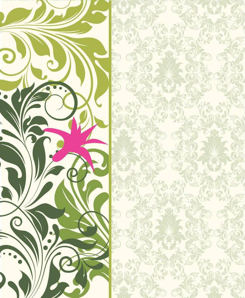 Vintage invitation card with ornate elegant retro abstract floral design vector