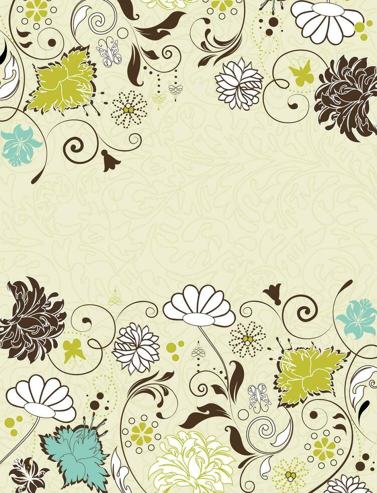 Vintage invitation card with ornate elegant retro abstract floral design vector