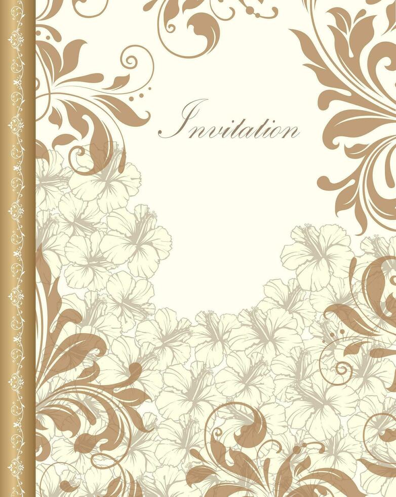 tarjeta de invitación vintage con diseño floral abstracto retro elegante adornado vector