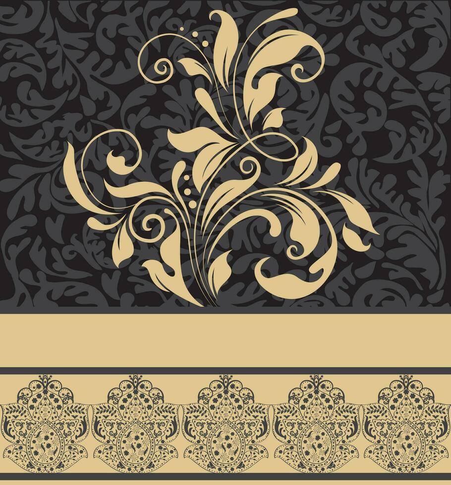 tarjeta de invitación vintage con diseño floral abstracto retro elegante adornado vector