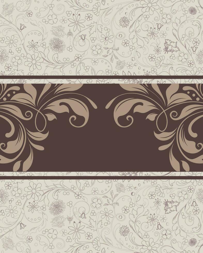 tarjeta de invitación vintage con diseño floral abstracto retro elegante adornado vector