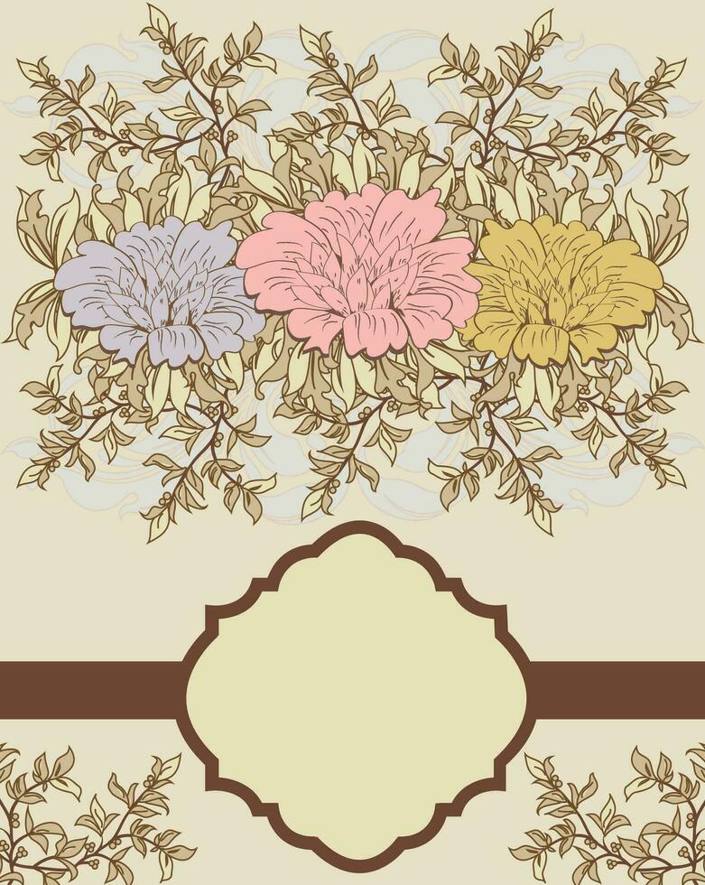 tarjeta de invitación vintage con diseño floral abstracto retro elegante adornado vector